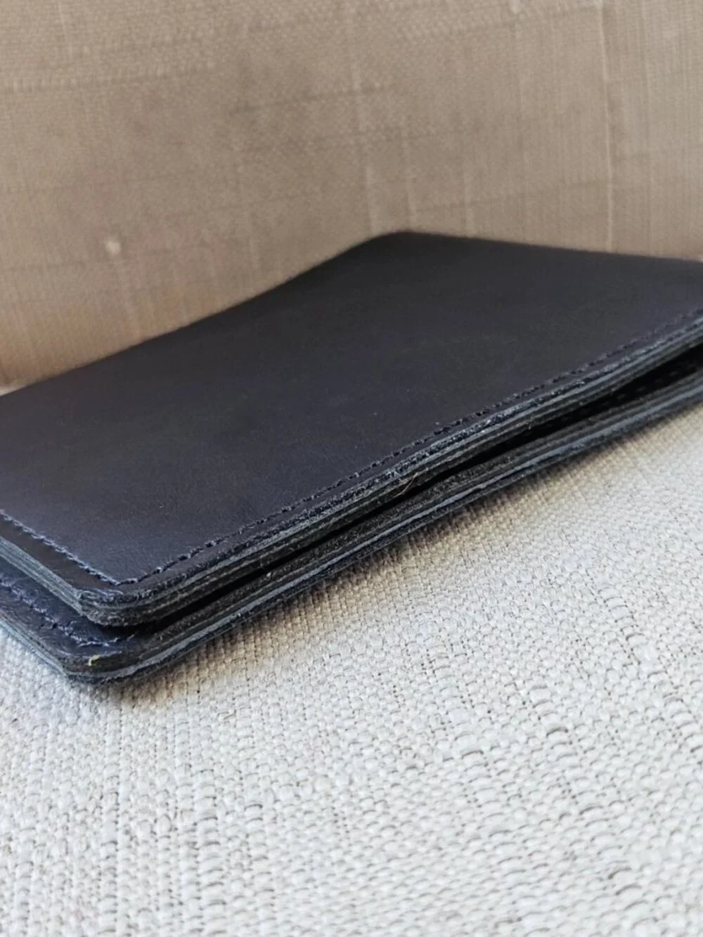ALL Leather Billfold Handmade Black Genuine Leather Bifold Slimfold Cardholder